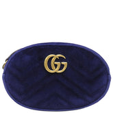 グッチ GUCCI GGマーモント 476434 ネイビー ベロア レザー ウエストバッグ ゴールド金具 青 ウエストバッグ