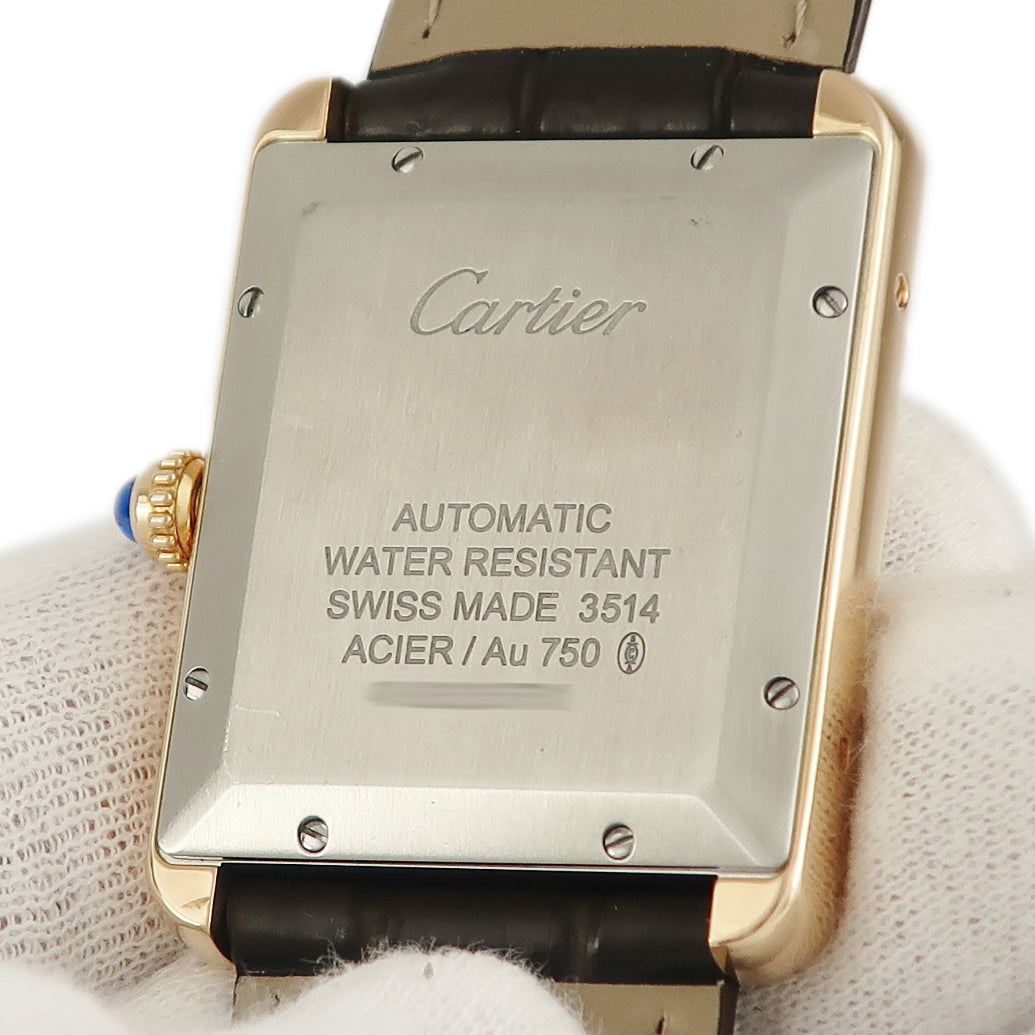 カルティエ Cartier タンクソロ XL W5200026 自動巻き メンズ K18PG×SS 角型 ローマン 青針