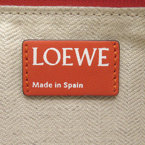 ロエベ LOEWE アナグラム フラットポーチ オレンジ レザー ポーチ シルバー金具