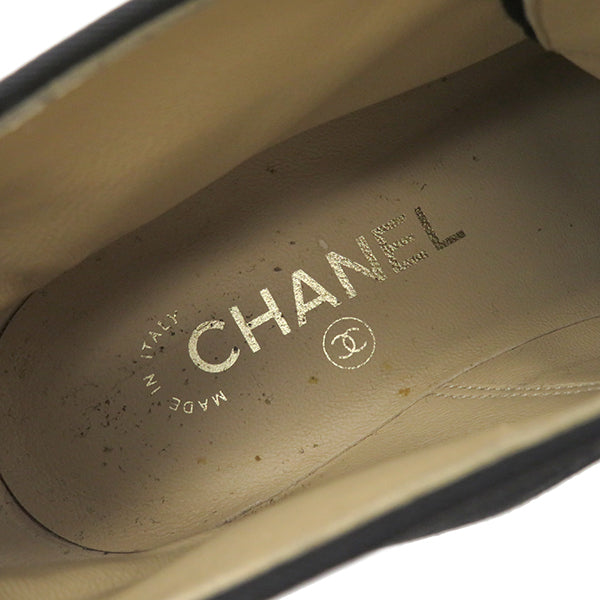 シャネル CHANEL パールライン レースアップ G35367 ブラック ナイロン フェイクパール 39C ブーツ ゴールド金具 黒