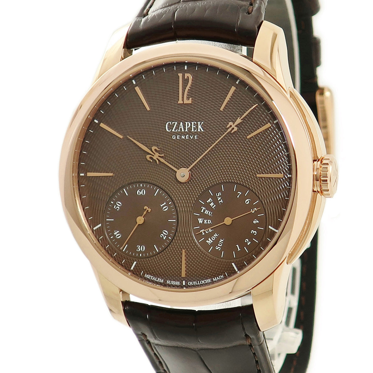 チャペック CZAPEK ケ デ ベルク No.33 Quai des Bergues No.33 手巻き メンズ K18RG無垢 茶 スモセコ 曜日表示 限定15本 希少