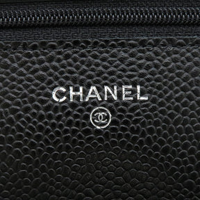 シャネル CHANEL クラシック チェーンウォレット AP0250 ブラック キャビアスキン チェーンウォレット シルバー金具 黒 斜め掛け