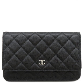 シャネル CHANEL クラシック チェーンウォレット AP0250 ブラック キャビアスキン チェーンウォレット シルバー金具 黒 斜め掛け