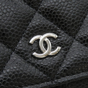 シャネル CHANEL クラシック チェーンウォレット AP0250 ブラック キャビアスキン チェーンウォレット シルバー金具 黒 斜め掛け