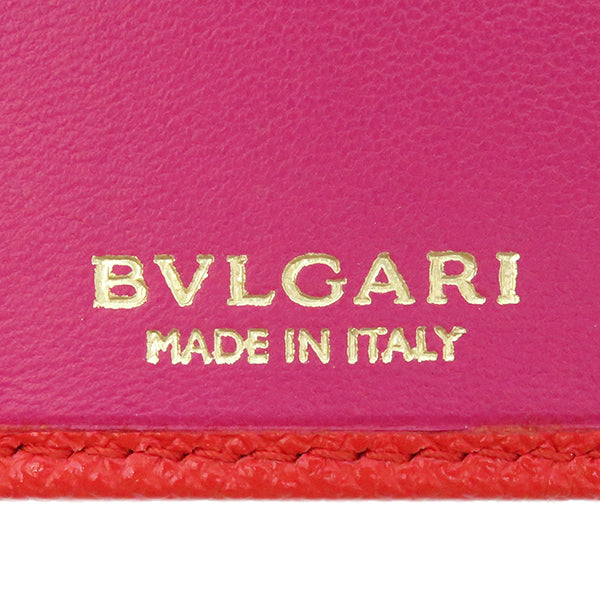 ブルガリ BVLGARI ブルガリブルガリ キーケース 288156 シースターコーラルレッド×ピンクスピネル グレインレザー キーケース ゴールド金具 赤 鍵入れ 6連 6本