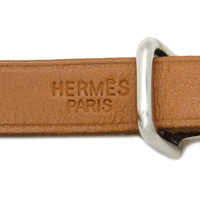 エルメス HERMES アピ 2  ブラウン レザー ブレスレット シルバー金具 茶 3連