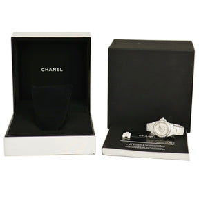 シャネル CHANEL J12 H2572 クオーツ レディース 白 純正8Pダイヤ シェル