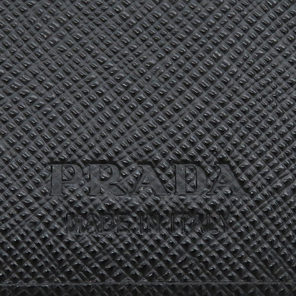 プラダ PRADA マネークリップ付財布 2MN077 ブラック レザー 二つ折り財布 シルバー金具 黒 三角プレート サフィアーノトライアングル