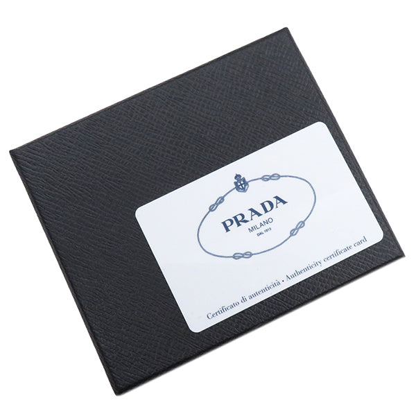 プラダ PRADA マネークリップ付財布 2MN077 ブラック レザー 二つ折り財布 シルバー金具 黒 三角プレート サフィアーノトライアングル