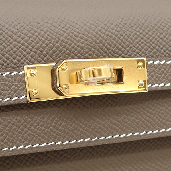 エルメス HERMES ケリー25 外縫い エトゥープ ヴォーエプソン 2WAYバッグ ゴールド金具 新品 未使用 グレージュ ショルダー