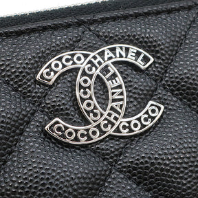 シャネル CHANEL マトラッセ チェーンウォレット AP3837  ブラック キャビアスキン チェーンウォレット シルバー金具 黒 ココマーク