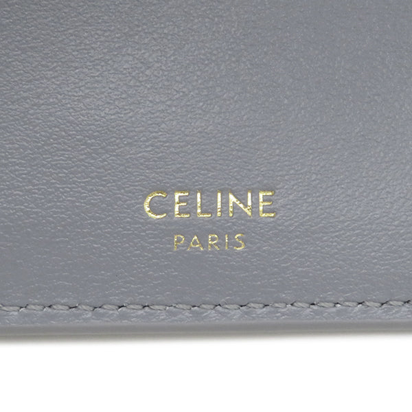 セリーヌ CELINE スモール トリフォールドウォレット 16セーズ 10F523CQ7 ブルーグレー カーフスキン 三つ折り財布 ゴールド金具 青 水色 コンパクトウォレット