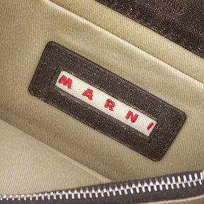 マルニ MARNI ソフトトランクバッグ ダークブラウン レザー ショルダーバッグ シルバー金具 茶