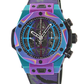 ウブロ HUBLOT ビッグバン DJ SNAKE 411.NN.0179.RX.DJS21 自動巻き メンズ DJスネーク イリディセント（虹色）Ti 紫 限定