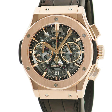 ウブロ HUBLOT クラシックフュージョン アエロ クロノグラフ 525.OX.0180.LR 自動巻き メンズ K18KG無垢 スケルトン