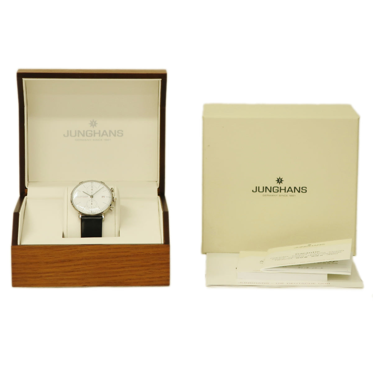 ユンハンス JUNGHANS マックス ビル クロノスコープ 027/9900.02 自動巻き メンズ K18WG無垢 白 バウハウス100周年記念  限定