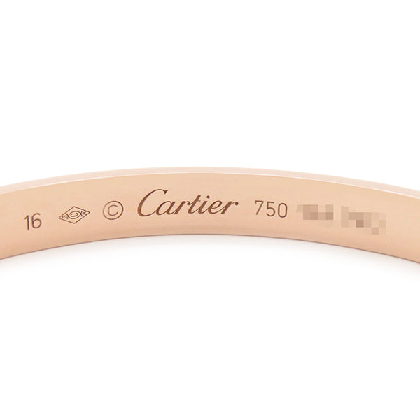 カルティエ Cartier LOVE ラブブレス オープン B6032616 ピンクゴールド K18PG #16 ブレスレット 750 18K 18金 バングル