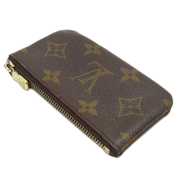 ルイヴィトン LOUIS VUITTON カードキーケース ポシェット クレ M62650 モノグラム モノグラムキャンバス コインケース ゴールド金具 茶 キーチェーン付き 小銭汚れ