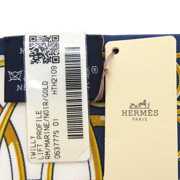 エルメス HERMES ツイリー マリン×ブラック×ゴールド シルク スカーフ 新品 未使用【LIFT PROFILE/リフト プロフィール】