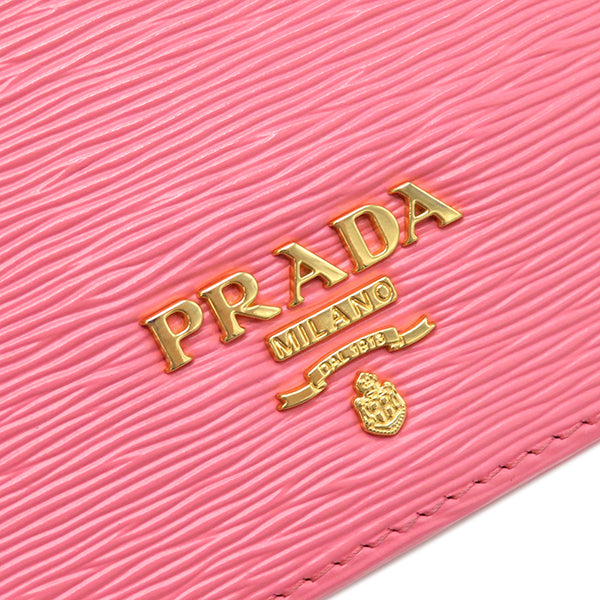 プラダ PRADA レザー 二つ折り財布 1MV204 GERANIO レザー 二つ折り財布 ゴールド金具 コンパクトウォレット メタルロゴ