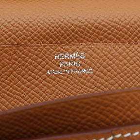 エルメス HERMES ベアンスフレ ゴールド ヴォーエプソン 長財布 シルバー金具 茶 二つ折り財布