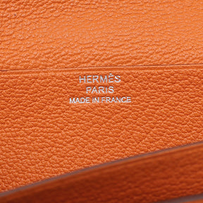 エルメス HERMES ベアンスフレ オレンジ シェーブル 長財布 シルバー金具 二つ折り財布