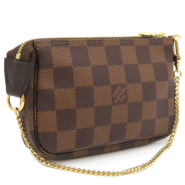 ルイヴィトン LOUIS VUITTON ミニ ポシェット アクセソワール N58009 ダミエ エベヌ ダミエキャンバス アクセサリーポーチ ゴールド金具 ポーチ 茶