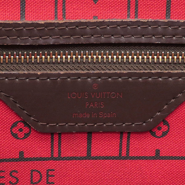 ルイヴィトン LOUIS VUITTON ネヴァーフル MM N51105  エベヌ×スリーズ ダミエキャンバス トートバッグ ゴールド金具 茶 赤