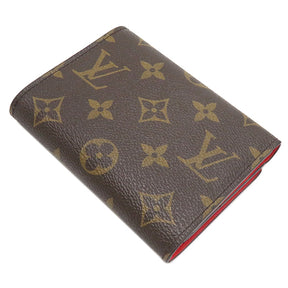 ルイヴィトン LOUIS VUITTON ポルトフォイユ ヴィクトリーヌ M63326 コクリコ モノグラムキャンバス 三つ折り財布 ゴールド金具 茶 ヒョウ柄 レオパード