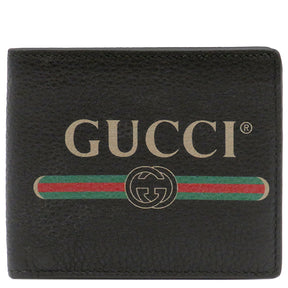 グッチ GUCCI ヴィンテージロゴ 二つ折りウォレット 496309 ブラック レザー 二つ折り財布 札入れ カード入れ 黒