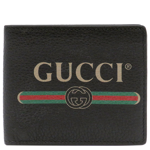 グッチ GUCCI ヴィンテージロゴ 二つ折りウォレット 496309 ブラック レザー 二つ折り財布 札入れ カード入れ 黒