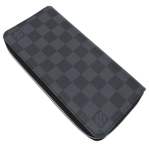 ルイヴィトン LOUIS VUITTON ジッピー ウォレット ヴェルティカル N63095 ダミエグラフィット ダミエグラフィットキャンバス 長財布 シルバー金具 黒 ラウンドファスナー