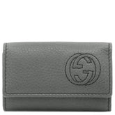 グッチ GUCCI インターロッキングG キーケース 322117 グレー系 レザー キーケース シルバー金具 黒 鍵入れ 6連 6本