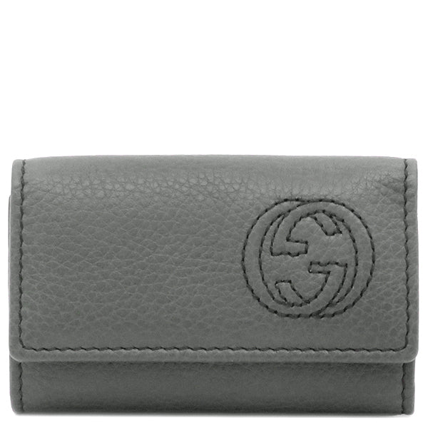 グッチ GUCCI インターロッキングG キーケース 322117 グレー系 レザー キーケース シルバー金具 黒 鍵入れ 6連 6本