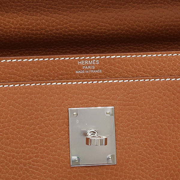 エルメス HERMES ケリーデペッシュ 36 ゴールド ヴァッシュトレッキング ブリーフケース シルバー金具 茶 ビジネスバッグ