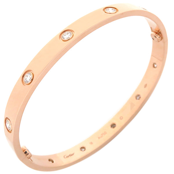 カルティエ Cartier LOVE ラブブレス フルダイヤ B6070218 ピンクゴールド K18PG ダイヤモンド #18 ブレスレット 750 18K 18金 RG 10P