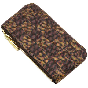 ルイヴィトン LOUIS VUITTON カードキーケース ポシェット クレ N62658 ダミエエベヌ ダミエキャンバス コインケース ゴールド金具 茶 キーチェーン付き