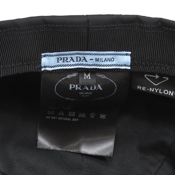 プラダ PRADA Re-Nylon トライアングルロゴ 1HC551 ブラック ナイロン 14038 キャスケット 帽子 黒