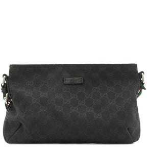 グッチ GUCCI シェリーライン ショルダーバッグ 189749 ブラック GGキャンバス レザー ショルダーバッグ シルバー金具 GG柄 黒