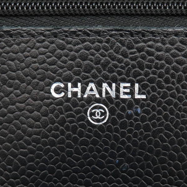 シャネル CHANEL マトラッセ チェーンウォレット AP0250 ブラック キャビアスキン チェーンウォレット シルバー金具 黒