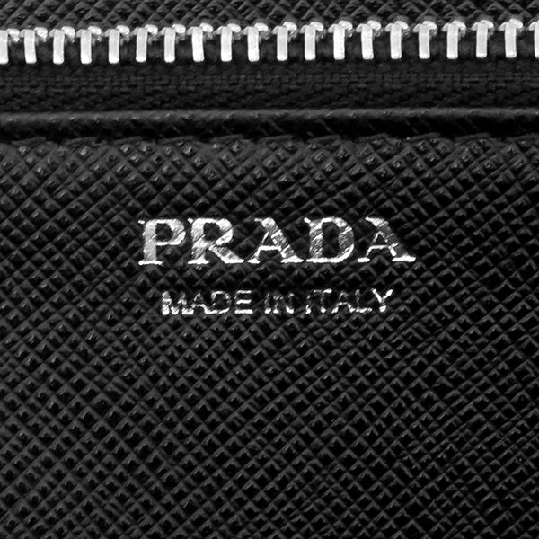 プラダ PRADA TESSUTO ラウンドファスナー 1ML506 ブラック ナイロン レザー 長財布 シルバー金具 黒 三角ロゴ