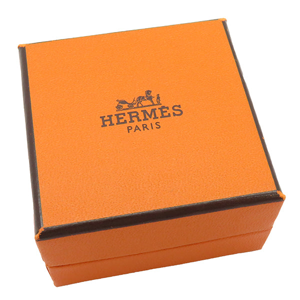 エルメス HERMES カージュ ド アッシュ Hキューブ オレンジ×シルバー メタル ピアス シルバー金具