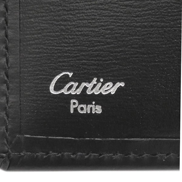 カルティエ Cartier パシャ ドゥ カルティエ L3000137 ブラック カウハイドレザー 二つ折り財布 シルバー金具 黒