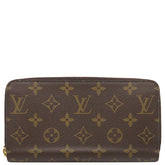 ルイヴィトン LOUIS VUITTON ジッピー ウォレット M41896 モノグラム×コクリコ モノグラムキャンバス 長財布 ゴールド金具 茶 赤 ラウンドファスナー