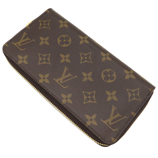 ルイヴィトン LOUIS VUITTON ジッピー ウォレット M41896 モノグラム×コクリコ モノグラムキャンバス 長財布 ゴールド金具 茶 赤 ラウンドファスナー