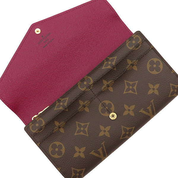 ルイヴィトン LOUIS VUITTON ポルトフォイユ サラ M62234 モノグラム×フューシャ モノグラムキャンバス 長財布 ゴールド金具 茶