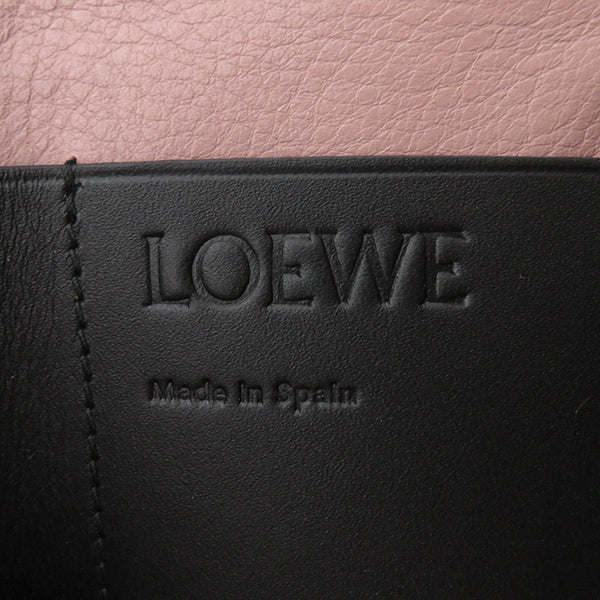 ロエベ LOEWE リネン コンパクトウォレット ピンク レザー 三つ折り財布 ゴールド金具