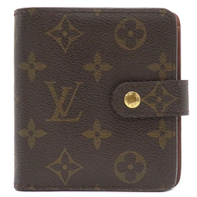 ルイヴィトン LOUIS VUITTON コンパクトジップ M61667 モノグラム モノグラムキャンバス 二つ折り財布 ゴールド金具 茶