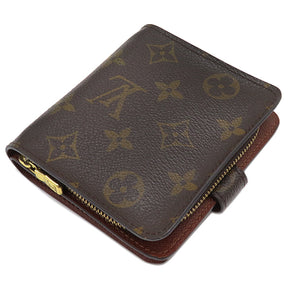 ルイヴィトン LOUIS VUITTON コンパクトジップ M61667 モノグラム モノグラムキャンバス 二つ折り財布 ゴールド金具 茶