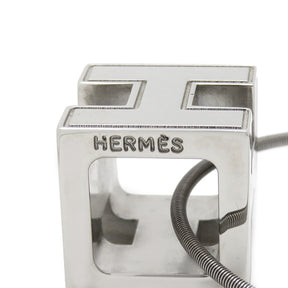 エルメス HERMES カージュドアッシュ Hキューブ ブラックXシルバー メタル エナメル ネックレス シルバー金具